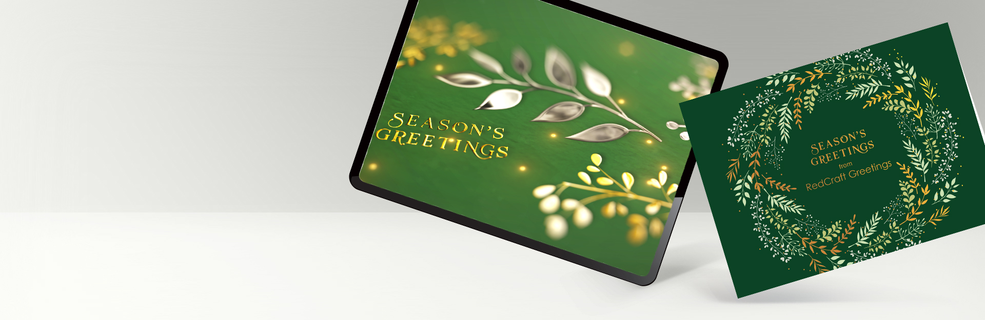 Electronic greeting cards customized for a brand with "font and colors" written across banner