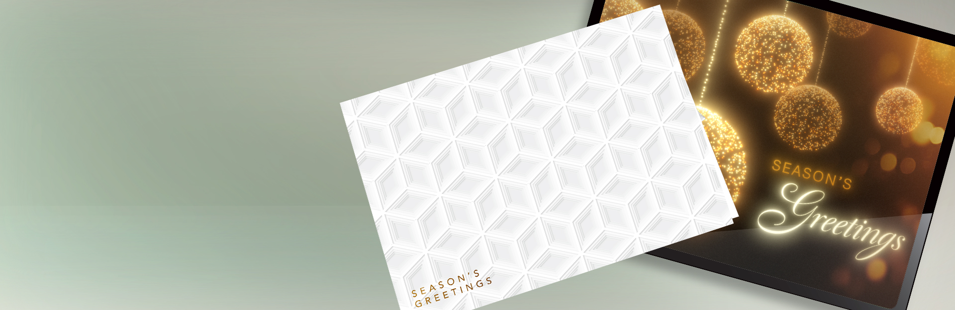 Textured card and ecard design presented with text "create dynamic graphics" for seasons greetings cards for businesses